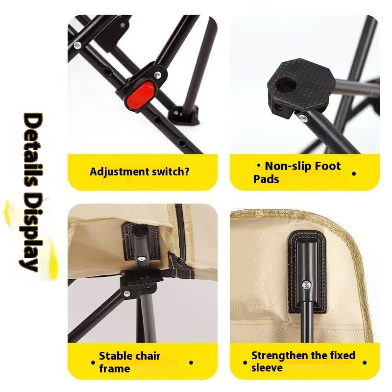 Outdoor Folding Chair Heightened Camping Chair Portable Adjustable